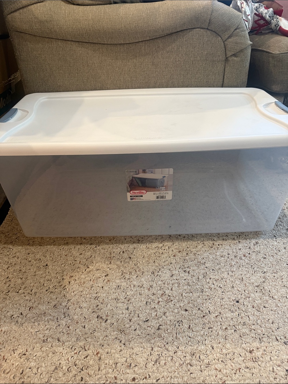 Sterilite Large Clear Storage Bin with White Lid